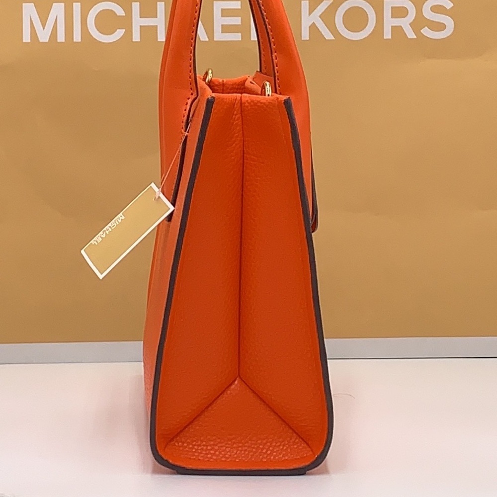 Michael Kors Mirella Small Pebbled Leather Crossbody Top Zip XBODY Bag Poppy NWT - Picture 7 of 15